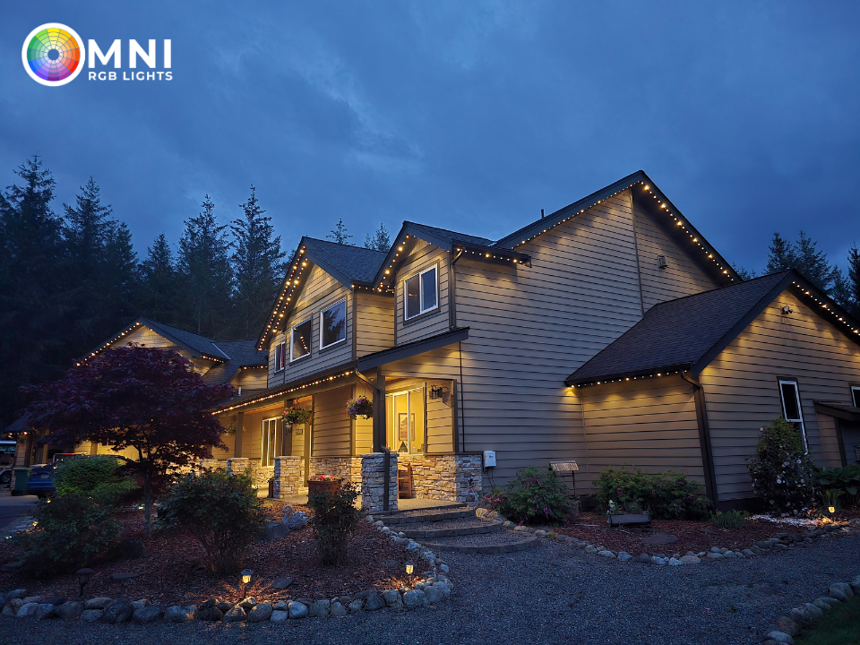 Smartphone app used to control permanent outdoor house lighting colors and schedules
